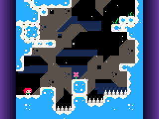 Celeste Classic with Madeline at the bottom left of a snowy level