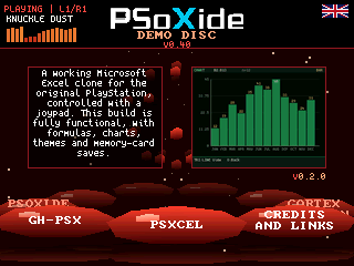 The PSoXide Demo Disc menu