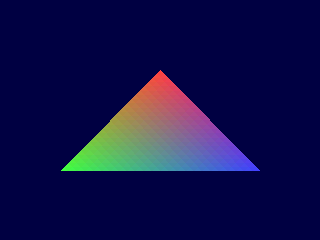 The hello-tri example: one shaded triangle on dark blue